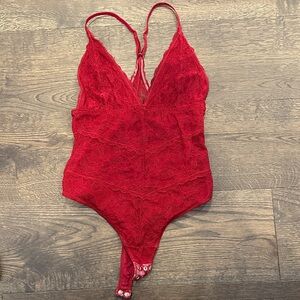 Dynamite Red Lace Bodysuit